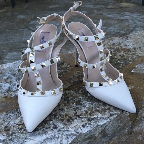 cream studded heels